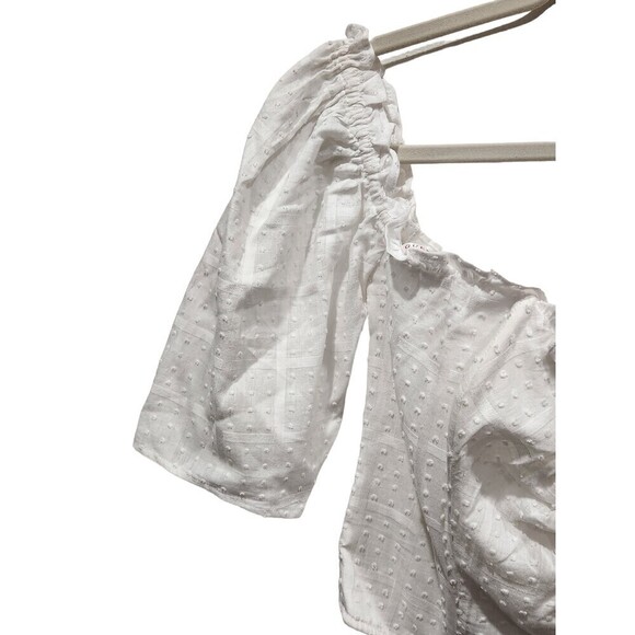 NWOT Guess Tella White Swiss Dot Ruched Front Corset Top, Juniors L - Picture 4 of 10